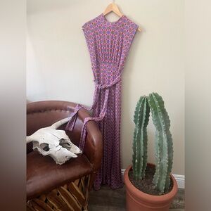 Free People Purple and Orange Patterned jumpsuit